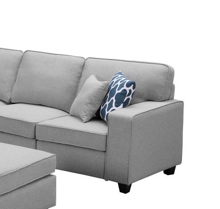 Casanova - 7 Piece Modular L-Shape Sectional Sofa With Ottoman - Light Gray - Image 4