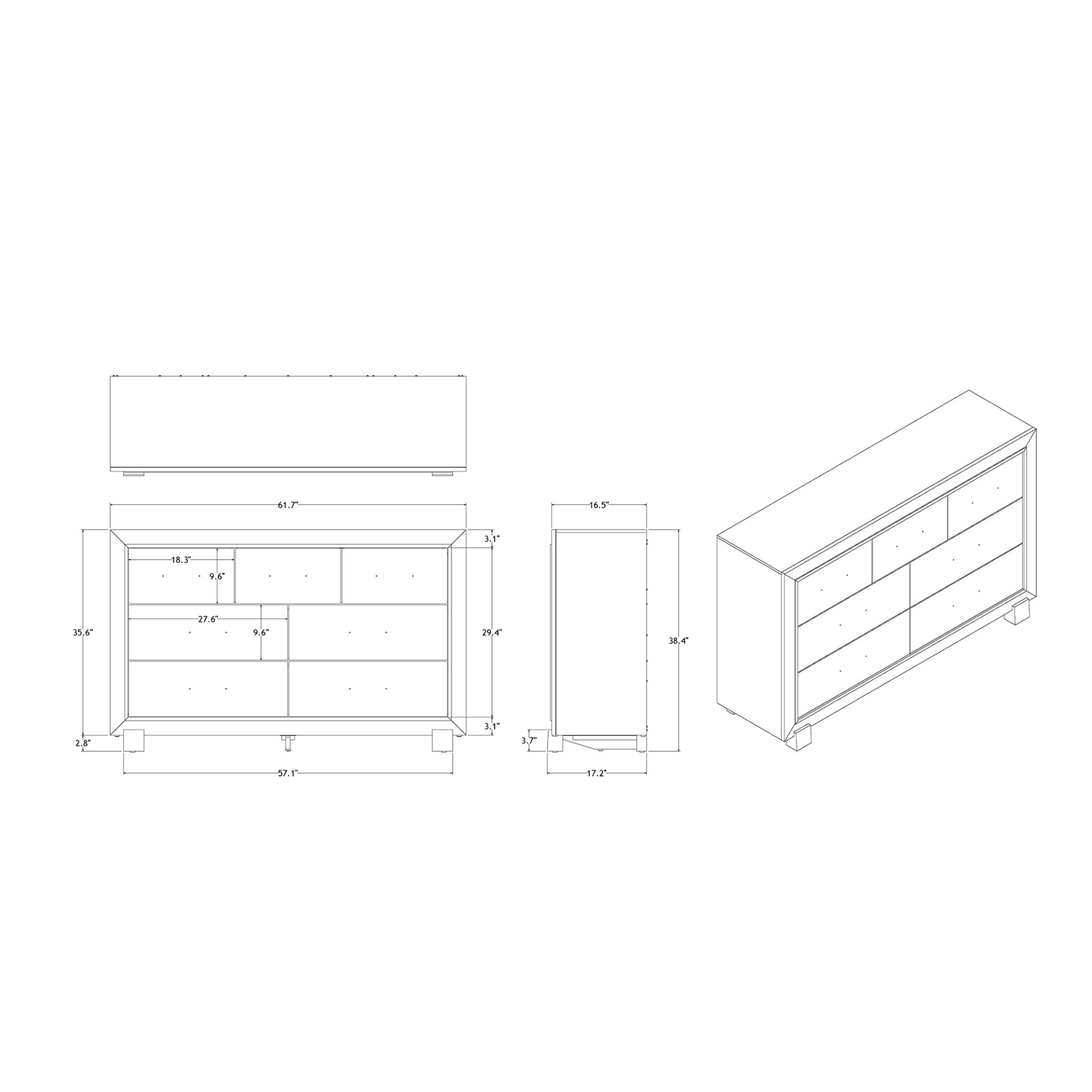 Skye - Marble Dresser - White - Image 3