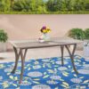 Transitional Acacia Wood Dining Table With Slat Panel Top - Gray - Image 5