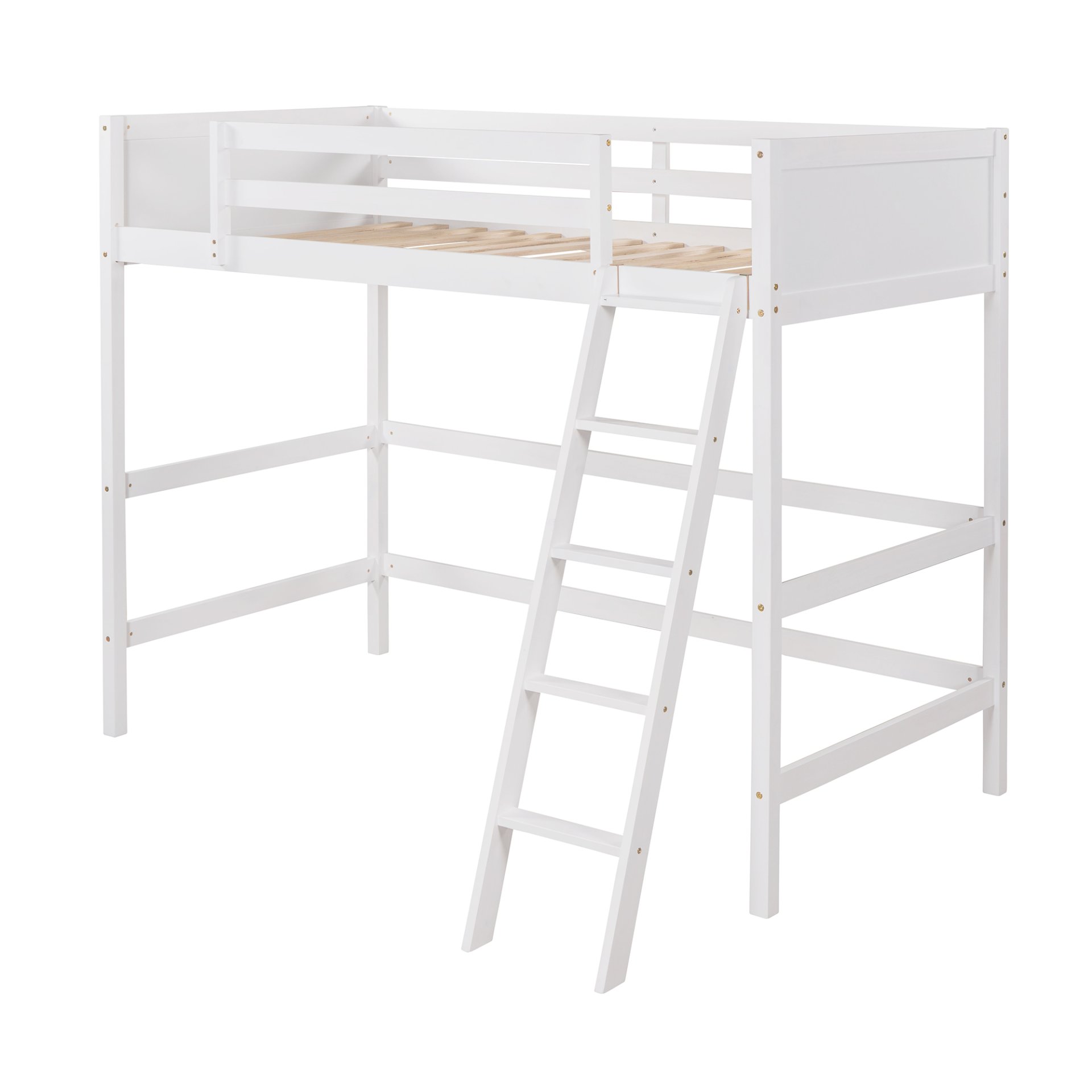 Twin Size Loft Bed With Ladder - White - Image 4