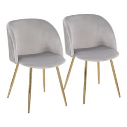 Fran - Pleated Contemporary Chair (Set of 2) - Gold / Silver