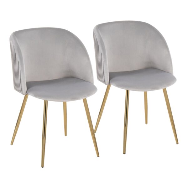 Fran - Pleated Contemporary Chair (Set of 2) - Gold / Silver