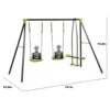 Xns008 Interesting Triple Children Metal Safe Swing Set 440Lbs For Outdoor Playground Three Seat Swing For Age 3+ - Green / Black - Image 3