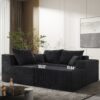Modular L Shaped Sectional Sofa, Convertible Couch With Chaise Corduroy - Black - Image 4