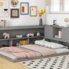 Full Floor Bed With L-Shaped Bookcases, Sliding Doors, Without Slats - Gray - Image 6