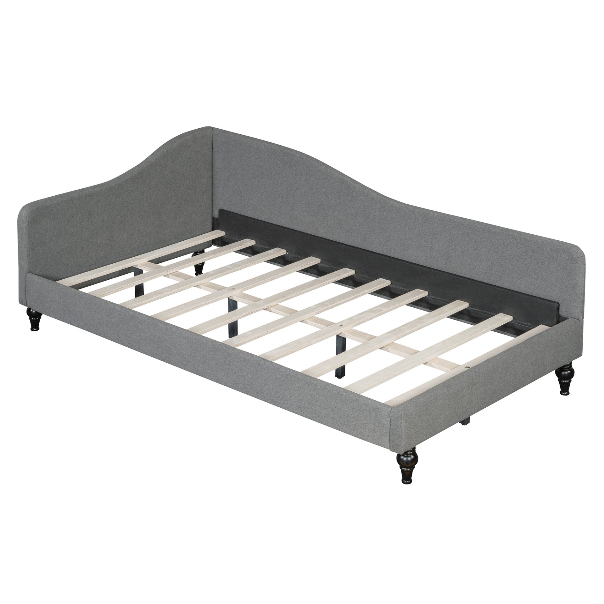 Twin Size L Shaped Linen Daybed With Legs - Gray - Image 5