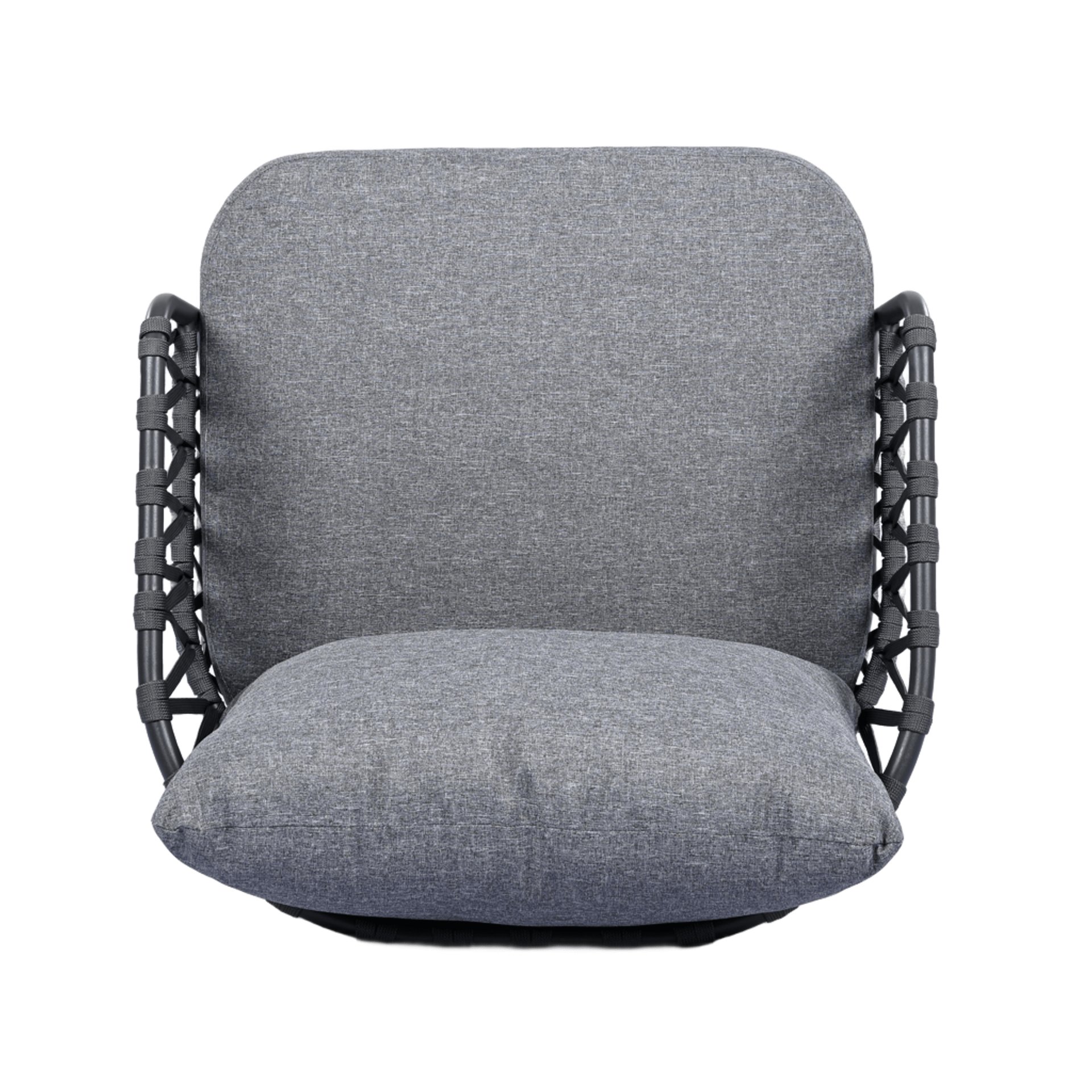 4 Piece Outdoor Patio Furniture Set, Metal Chairs With Woven Rope U Shaped Backrest, Outdoor Conversation Set With Thick Cushions And Coffee Table For Garden, Poolside, Balcony - Black / Gray - Image 17