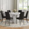 7 Piece Round Dining Table Set, Modern Round Table And 6 Upholstered Chairs For Dining Room, Kitchen Room, Living Room - White / Black - Image 4