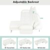 Convertible Futon Sofa Bed Futon Sofa Couch With An Adjustable Backrest, A Reversible Chaise Lounge And 2 Removable Armrest Pillows For Living Room - Beige - Image 5