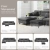 Modern Convertible Sectional Sofa L Shaped Reversible Couch Set With Free Pillows 5 Seat Cloud With Ottoman - Gray - Image 20