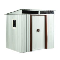 Outdoor Metal Storage Shed With Window - White