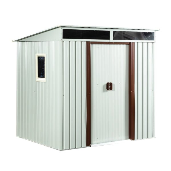 Outdoor Metal Storage Shed With Window - White