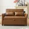 Convertible Sleeper Bed, Adjustable Oversized Armchair With 3 USB Ports For Small Space - Brown - Image 9