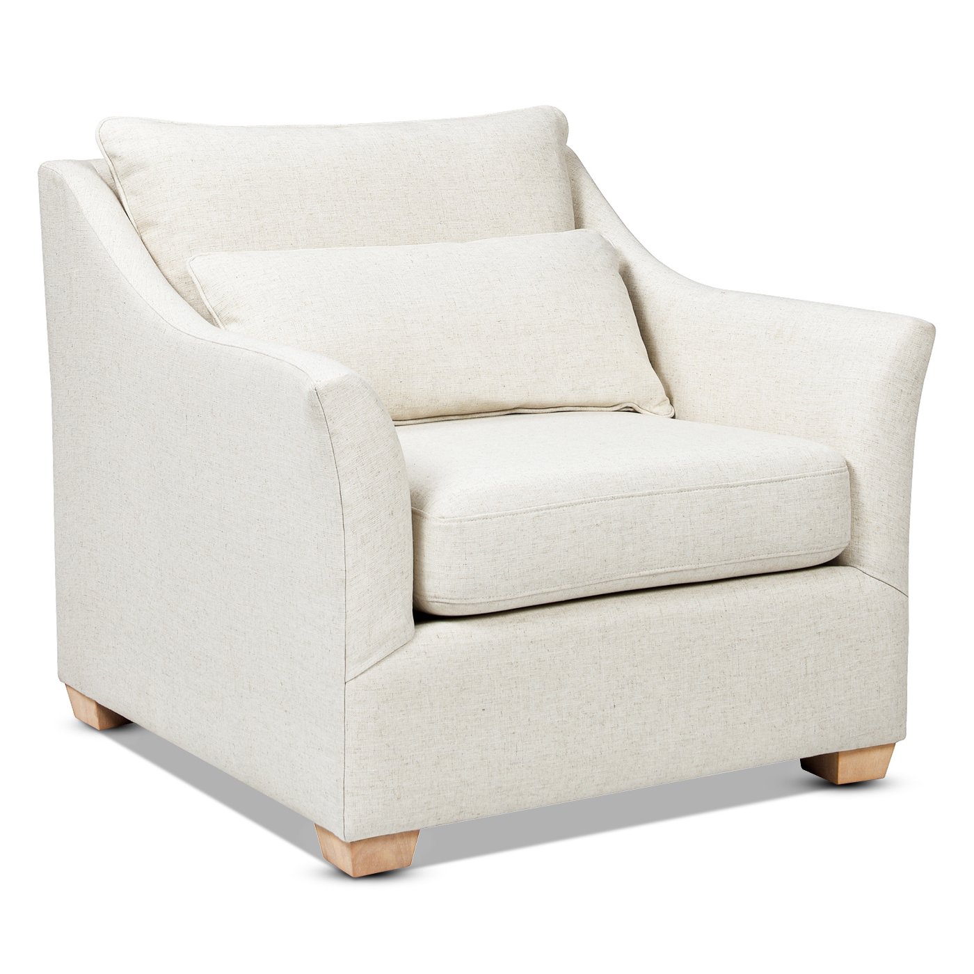 Ada - Flared Arm Contemporary Armchair With Lumbar Pillow - Flax White - Image 4