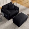 Oversized Recliner Chair With Movable Ottoman, Soft Chenille Upholstered Indoor Lounge Chair - Black - Image 2