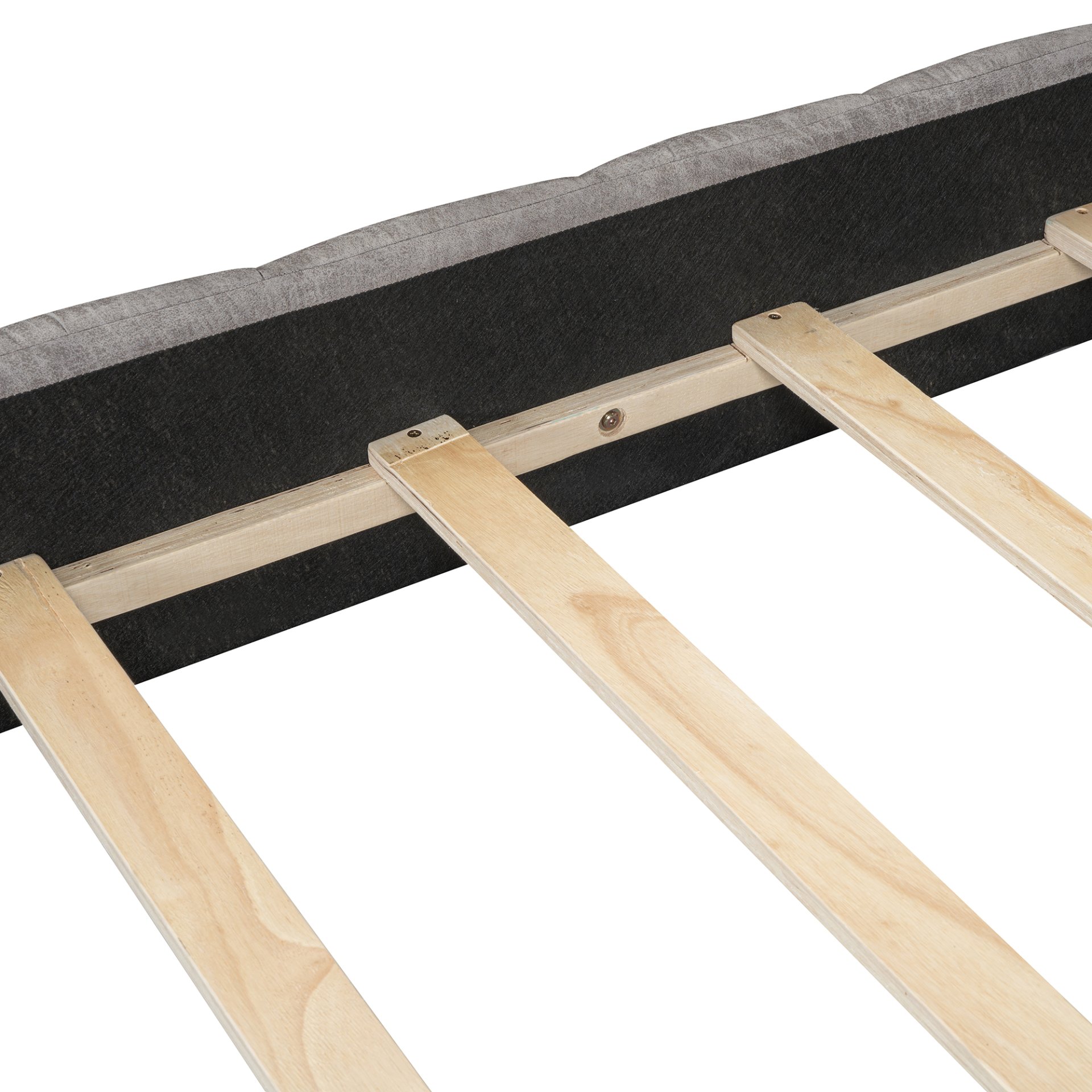 Queen Size Upholstered Platform Bed, Polyester - Gray - Image 11