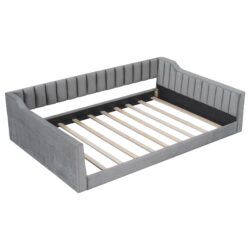 Full Long Size Upholstery Daybed And Side Storage Pocket - Gray