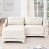 Elegant 2 Seater Sofa With Ottoman Lumbar Pillows Ergonomic Design Chenille Wood Frame - Beige - Image 5