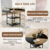 Modern Splicing Circular Dining Table With Double Layer Storage - Black / Wood - Image 6