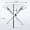 Dining Table With Cross Metal Leg And Tempered Glass, Modern Space Saving Kitchen Table For Living Room Legs - Chrome - Image 12