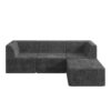 Modern Minimalist L Shape Modular Sectional Sofa Sleeper Corduroy Couch Comfy Space Efficient Design - Gray - Image 5