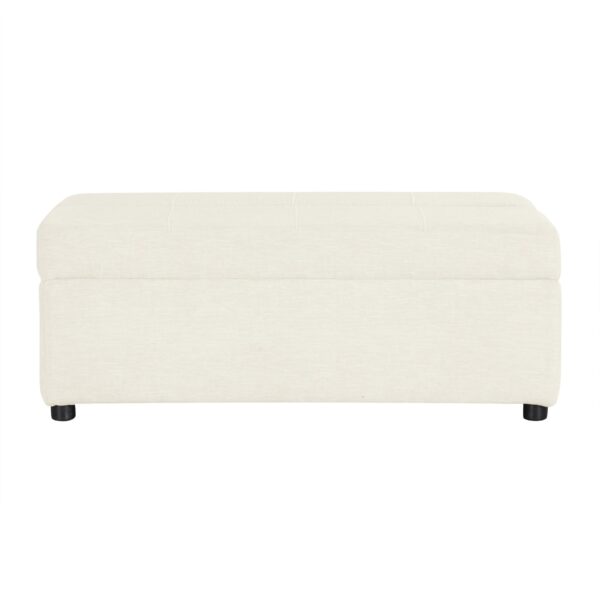 Twin Size Folding Ottoman Sleeper Bed With Mattress Convertible Guest Bed Chenille Upholstery - White