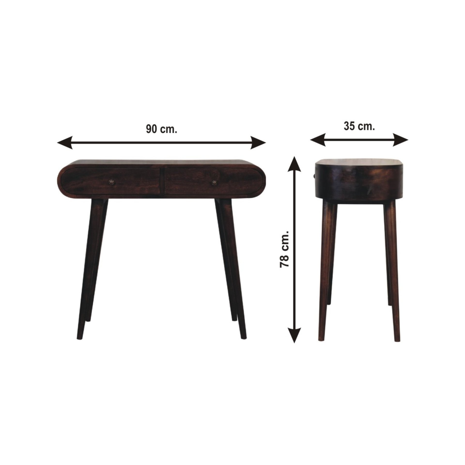 Curved Edge Console Table - Walnut - Image 3
