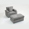 Modern Oversized Chair With Ottoman, Chenille Fabric Sofa Bed, Accent Chair Comfy Sofa With Cupholders And USB Charging Ports Chair For Living Room - Gray - Image 10