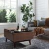 Owen - Tray Top Small Coffee Table Storage Ottoman - Distressed Chestnut Brown - Image 7