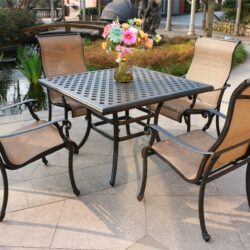 Square 4 Person 43.19" Long Aluminum Dining Set - Antique Bronze