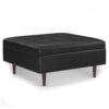 Shay - Mid Century Large Square Coffee Table Storage Ottoman - Distressed Black - Image 2
