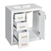 Bathroom Vanity With Ceramic Sink Combo, Frame Bathroom Storage Cabinet, Freestanding Vanity Set With 3 Drawers & Soft Closing Doors - White - Image 13