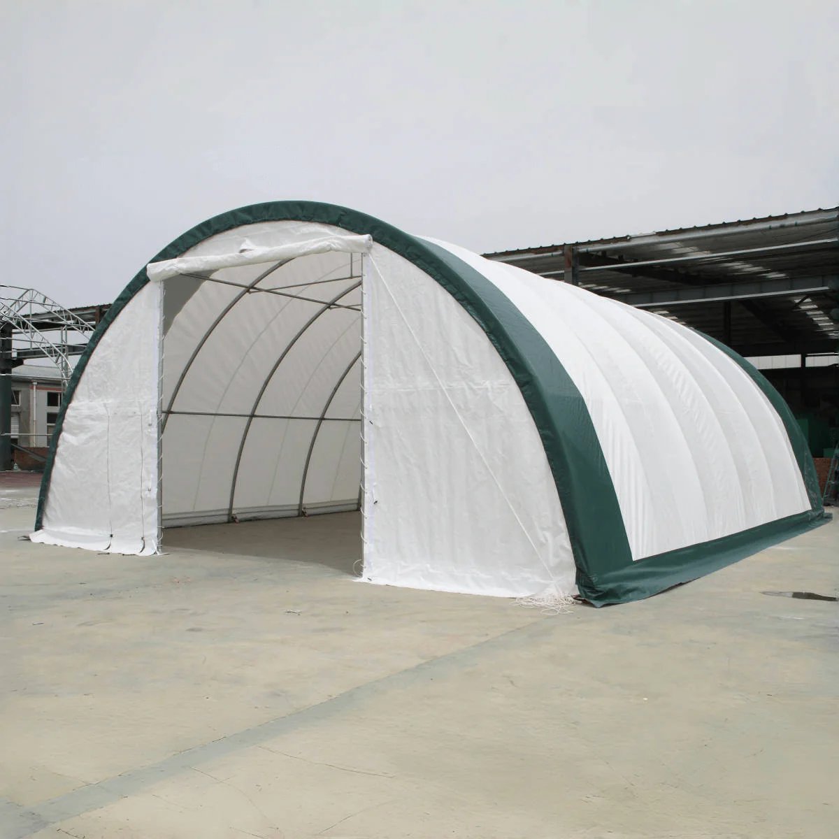 Single Truss Arch Storage Shelter PE - White / Green - Image 4