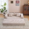 Floor Couch, Compression Sofa, Convertible Floor Sofa Bed With Pillow Back Support Armrest - Light Gray - Image 9