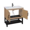 Modern Freestanding 32" Bathroom Vanity With Ceramic Sink, Hot And Cold Faucet, 2 Door Cabinet & Open Iron Shelf, Magnesium Oxide Frame - Natural - Image 13