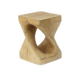 Mgo Twist Shape Side Table With Wood - Like Texture - Natural