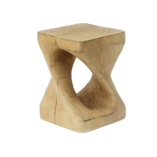Mgo Twist Shape Side Table With Wood - Like Texture - Natural