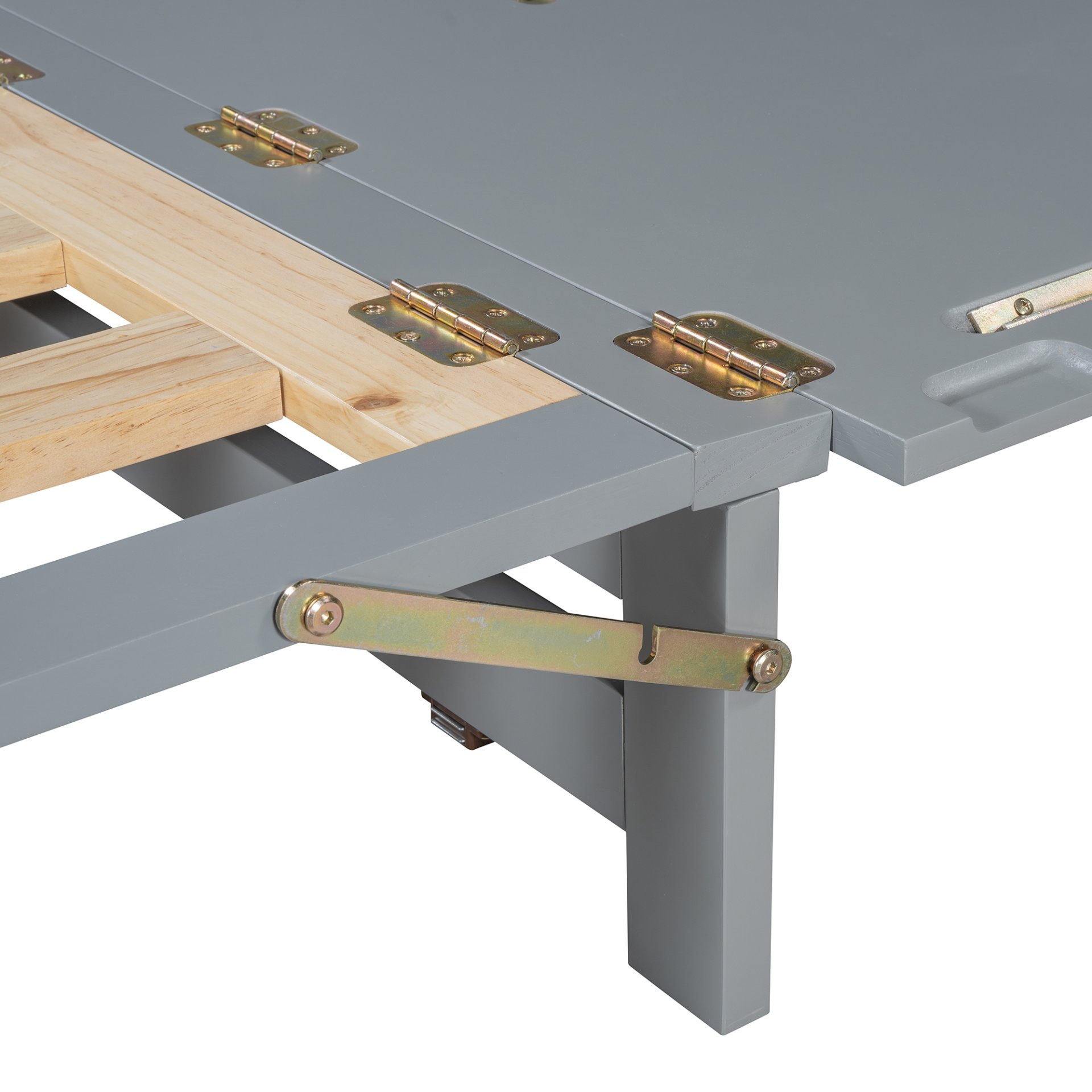 Queen Size Murphy Bed With Iron Legs, Modern Design - Gray - Image 14