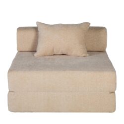 Convertible Floor Sofa Bed With Fixed Shape Frame For Living Room - Beige