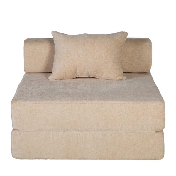 Convertible Floor Sofa Bed With Fixed Shape Frame For Living Room - Beige