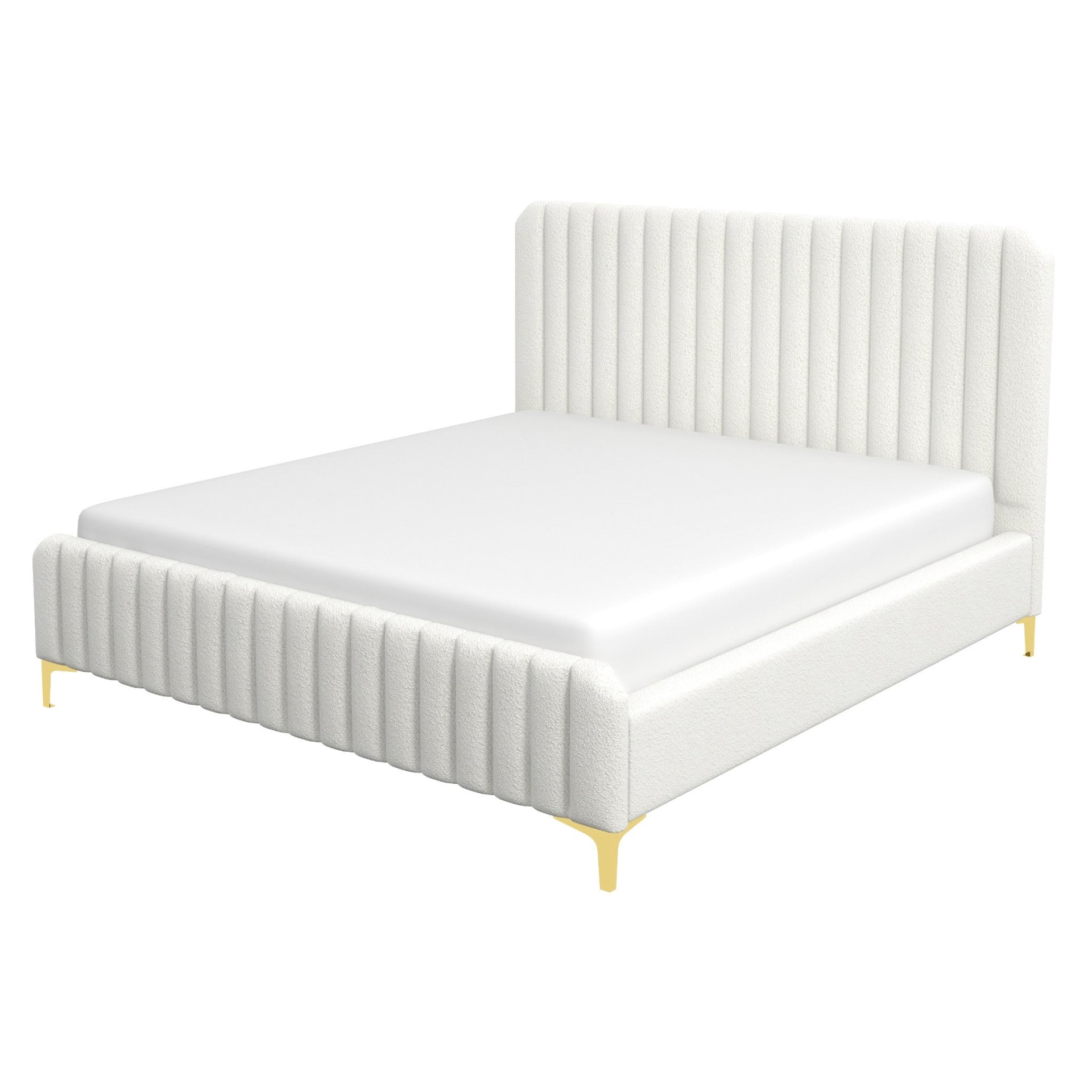 Valery - King Size Platform Bed - Cream - Image 5