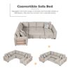 U-Shaped Sectional Sofa Pull-Out Sofa Bed With Two USB Ports, A Storage Chaise Lounge And Four Back Pillows For Living Room - Beige - Image 6