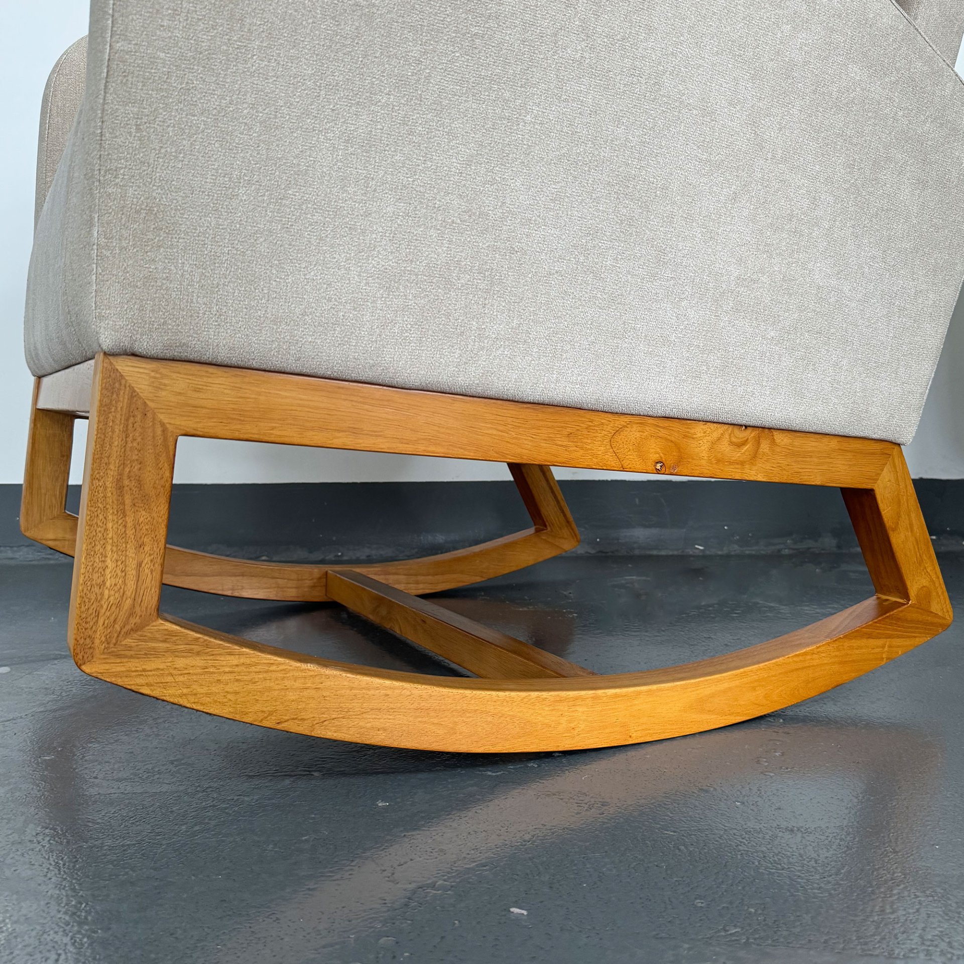 Linen Rocking Chair Accent Chair - Beige - Image 12