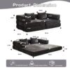 Convertible Floor Sofa Bed With Fixed Shape Frame, Loveseats Boneless Modular Sectional, For Living Room - Black - Image 3