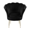 Angelina - Velvet Scalloped Back Barrel Accent Chair With Metal Legs - Black - Image 2