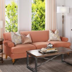 Alana Lawson - Three Cushion Tightback Sofa - Peach Orange