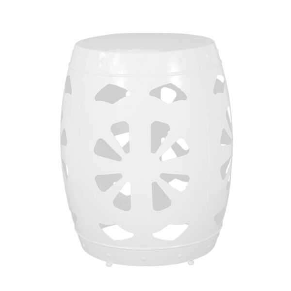 Large Metal End Table -White