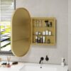 Oval Medicine Cabinet Mirror Bathroom Mirror With Storage Wall Mounted Medicine Mirror Cabinet With LED - Golden - Image 4