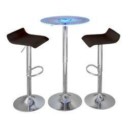 Spyra Ale - 3 Piece Contemporary Adjustable Bar With Light Up Set - Chrome / Clear / Brown