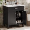 Bathroom Vanity With Ceramic Basin, Soft Close Door And Adjustable Shelves - Black - Image 16